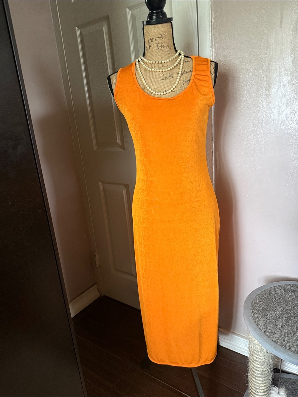 See You Monday Vibrant Orange Sleeveless Bodycon Maxi Dress